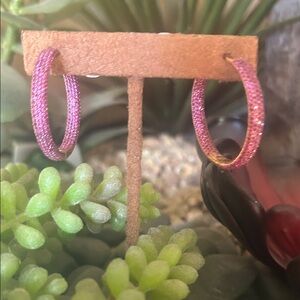 Chic Pink Hoop Earrings sapphires and rose gold